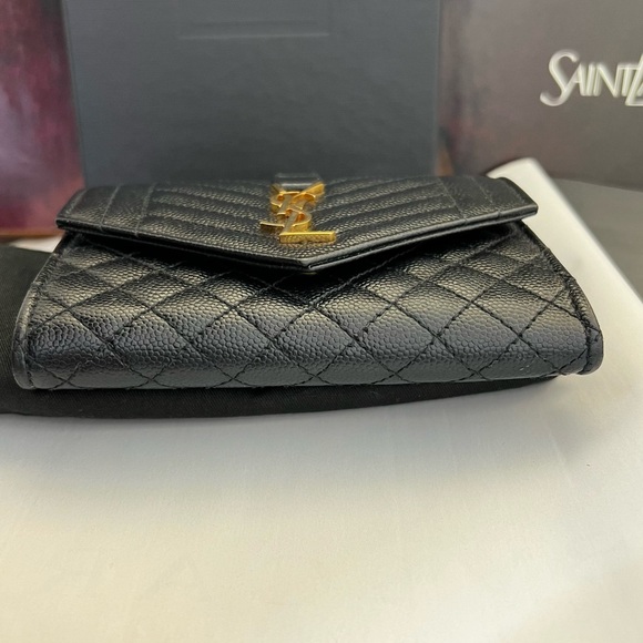 Auth YSL Wallet • Yves Saint Laurent Flap Wallet in Black Leather Authentic - Picture 10 of 14